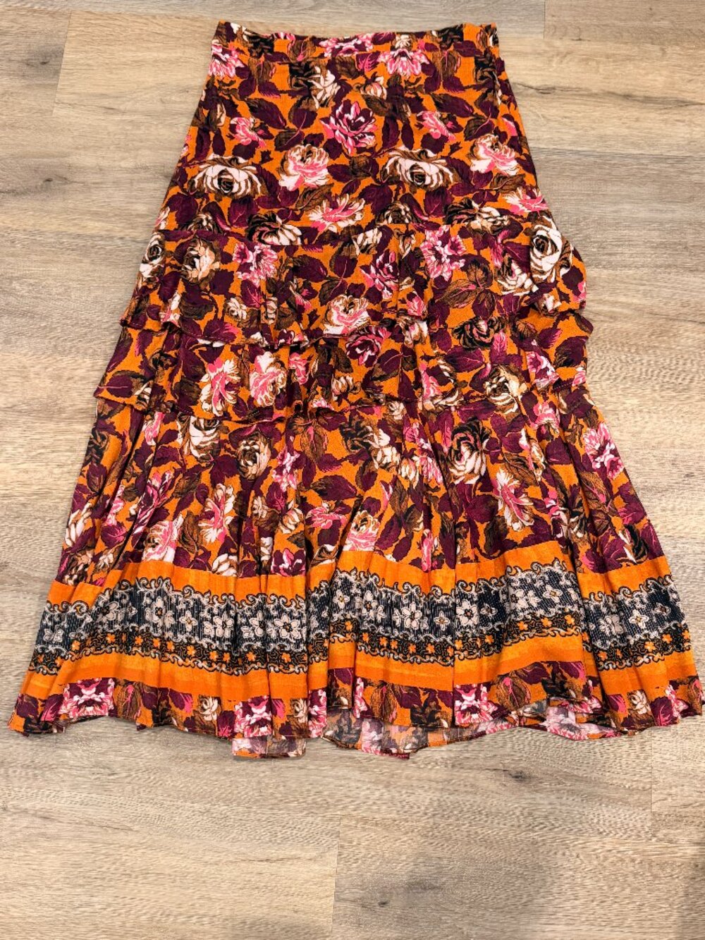 Sundance tiered floral maxi skirt. L